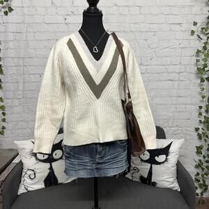 reiss v neck striped wool blend sweater